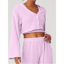 Cárdigan Alo Yoga Chenille Chalet Recortado Manga Ancha Rosa Ciruela S