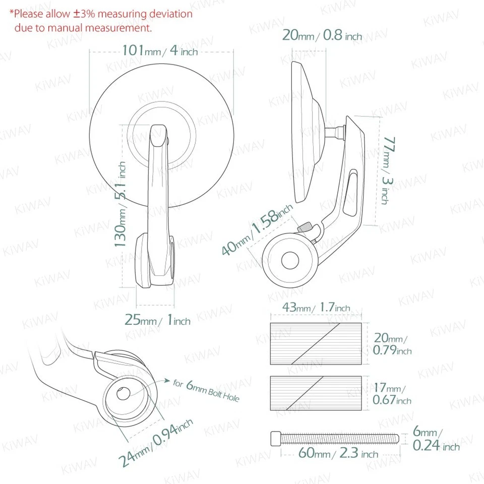 Espejos retrovisores de extremo de barra de peso pesado BOB cromo 1" barra hueca ID 17-24mm se adapta a Victory Foto 2 de 4