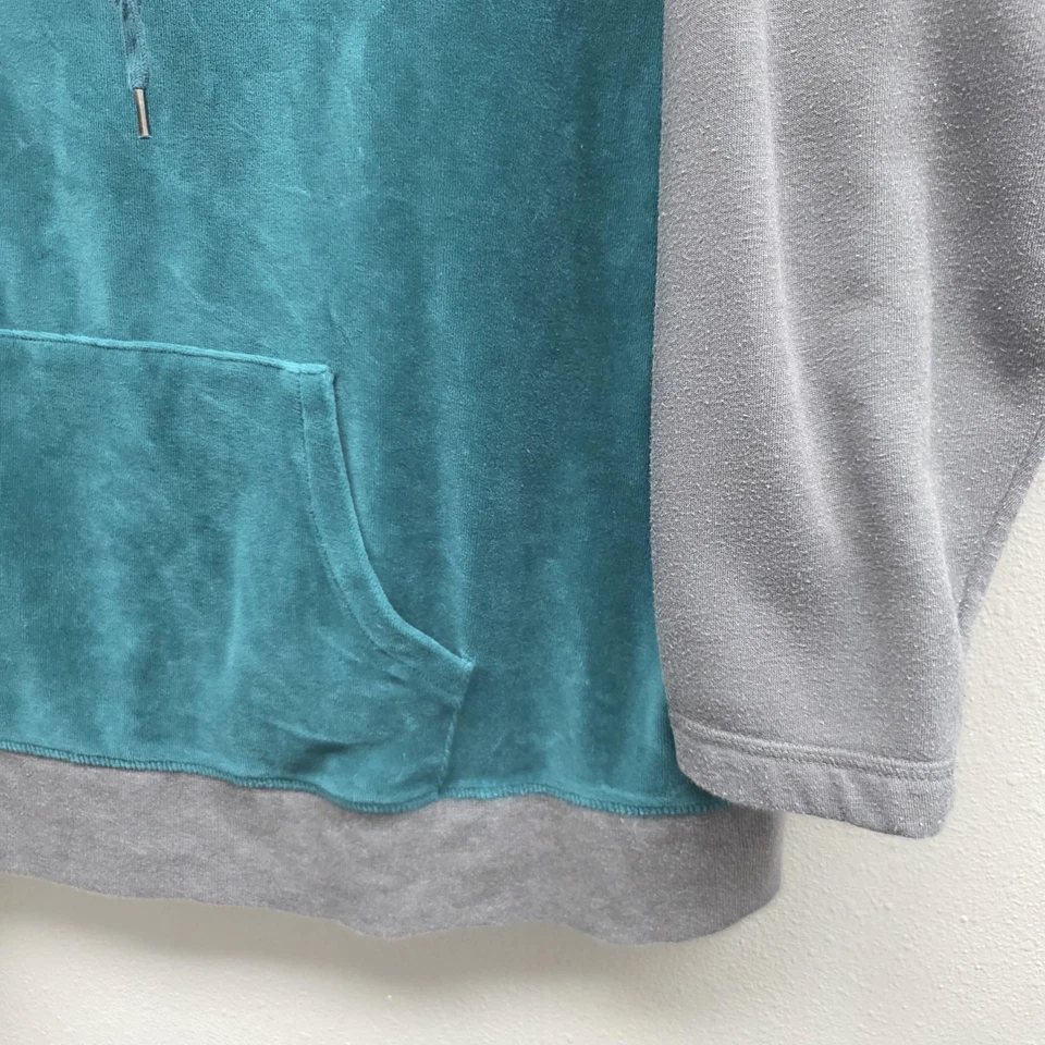 Sudadera St Johns Bay Active para mujer 2X gris azulado capucha cuello terciopelo bloques de colores Foto 3 de 4