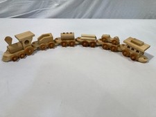 New Small Handmade Wood Train Set with 6 Cars