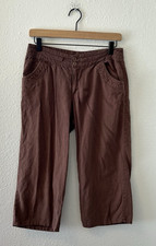 Vintage Y2K Capri Pants Miss Lili Size Small Cropped Wide Leg Brown Linen Blend