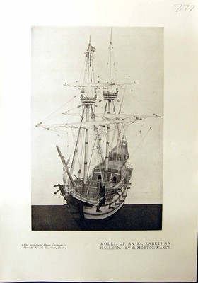 Altes Modell elisabethanisches Galeonenschiff Morton Nance 1912 Genevieve Pilade 20.