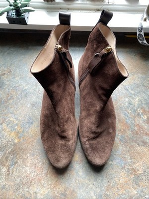 Stuart Weitzman Riley Ankle Boots Bootie Brown Suede Lug Sole Size 9