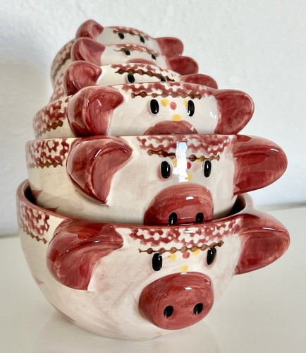 Temptations By Tara Old World Red Nesting PIGS Measuring Cups Bowls Set of 6 - Bild 6 von 10