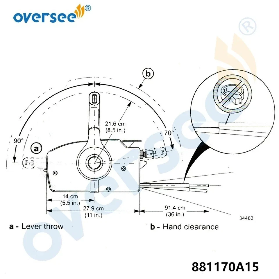 881170A15 Outboard Remote Control Box For Mercury Side Mount Trim & Tilt 8 Pin - Image 4 of 4
