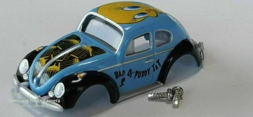 Both Auto World Yellow and Blue 66 Volkswagen Beetle Thunderjet HO Slot Car Body - Picture 2 of 10