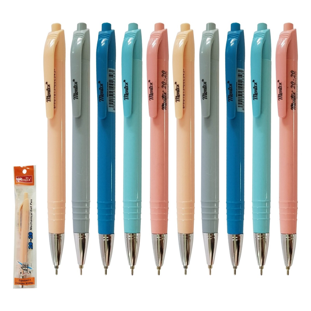 BLUE Retractable Ballpoint Pens 20-20 Fine Point Biros