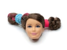 Testa Bambola Pendente Miniblings Con Capelli Marroni Treccine 2 Buns