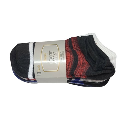 Boys low cut fashion socks 10 Pack SHOE size 7-3 assorted colors - Picture 3 of 3