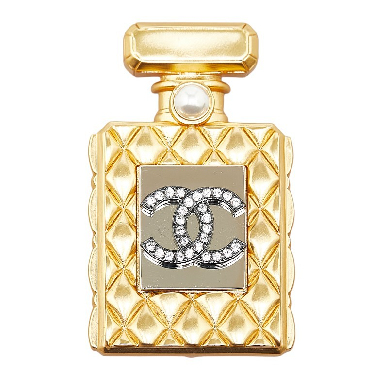 Chanel Coco Mark Brooch Perfume Motif Rhinestone Gold A21P | eBay