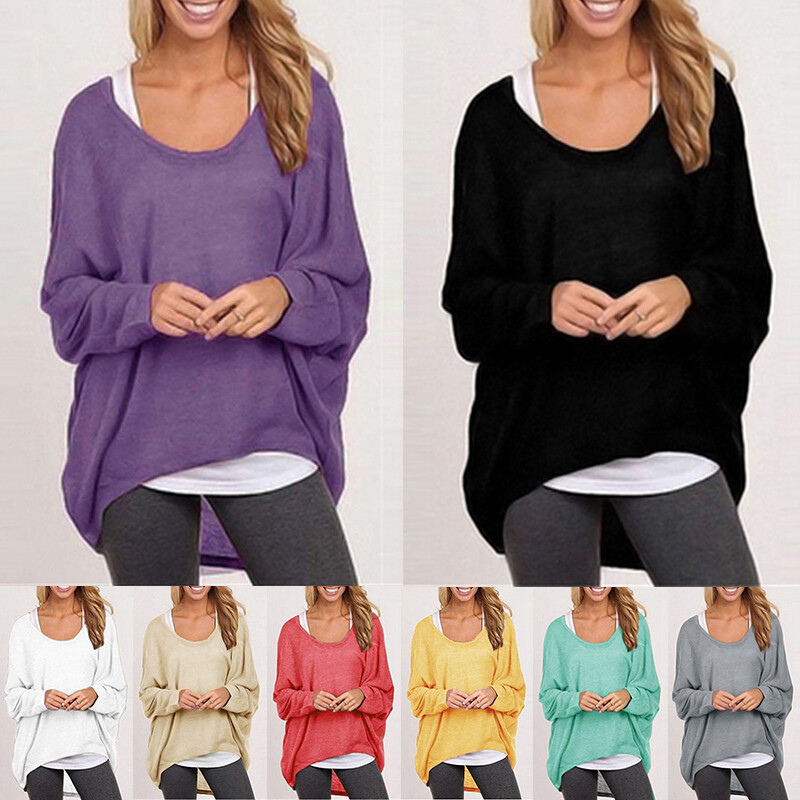 Womens Sweater Jumper Ladies Casual Tops Batwing Sleeve Oversized