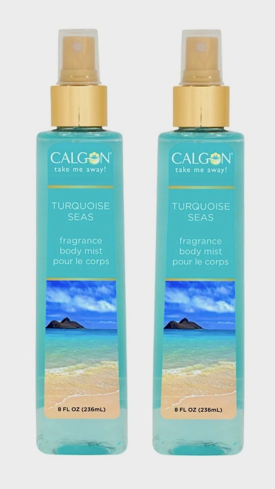2 x Calgon 8oz Take Me Away Turquoise Seas Body Mist Fragrance Spray