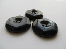 Antique Victorian Big Unisex Faceted Celluloid Black Coat Cape Buttons-38mm
