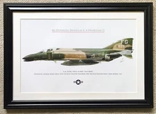 F-4 Phantom II. Original aviation art print. Signed. Framed. New. High quality.
