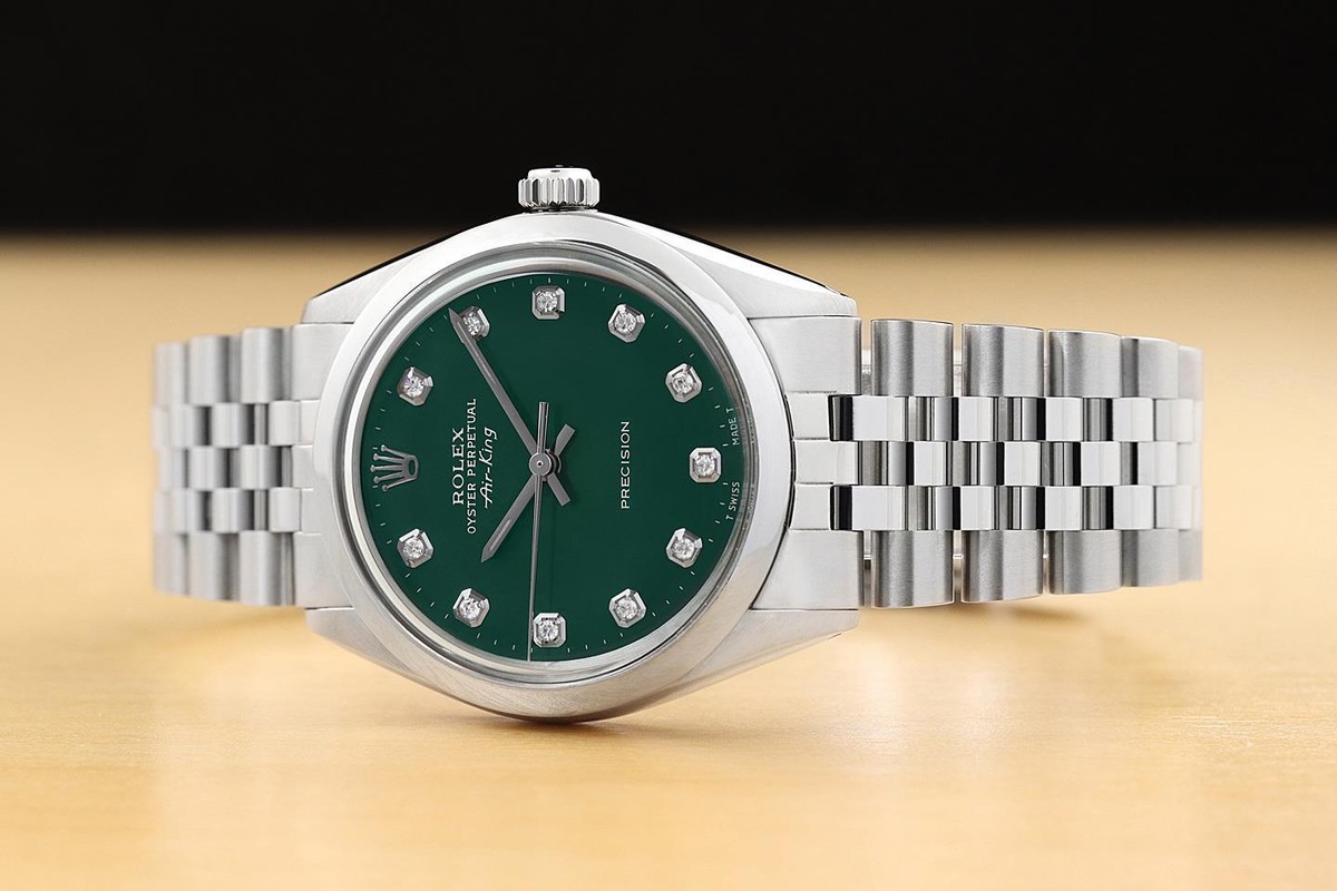 ROLEX OYSTER PERPETUAL AIR-KING 5500 STEEL GREEN DIAMOND