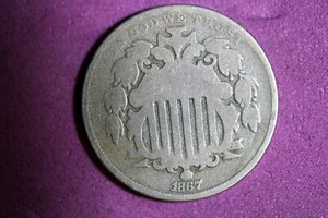 ESTATE FIND 1867 - SHIELD NICKEL!!  #N04460