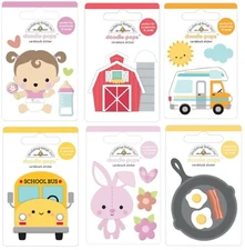 73 Doodle Pops, 3-D scrapbook stickers - Doodlebug dimensional stickers U-CHOOSE