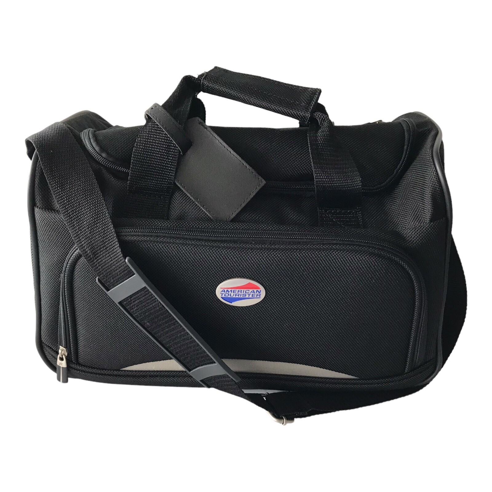 American Tourister Black Carry On Shoulder Travel Overnight Bag Duffel 15x9x10 eBay