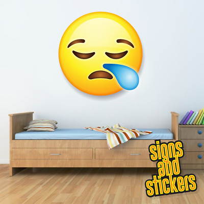 Autocollant Mural Emoji Triste Malade - 4 Tailles Au Choix, Vinyle, Neuf