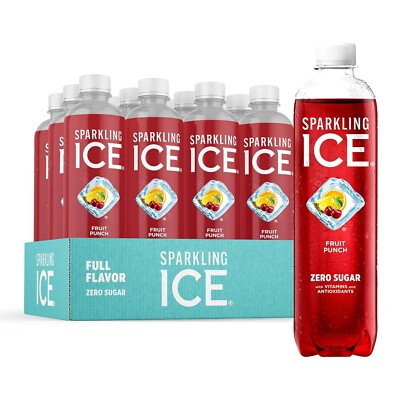 Sparkling Ice, Fruit Punch Sparkling Water, Zero Sugar Flavored Water, with Vita
