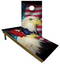 Cornhole American Bold Eagle USA Flag Boards BEANBAG TOSS GAME w Bags Set