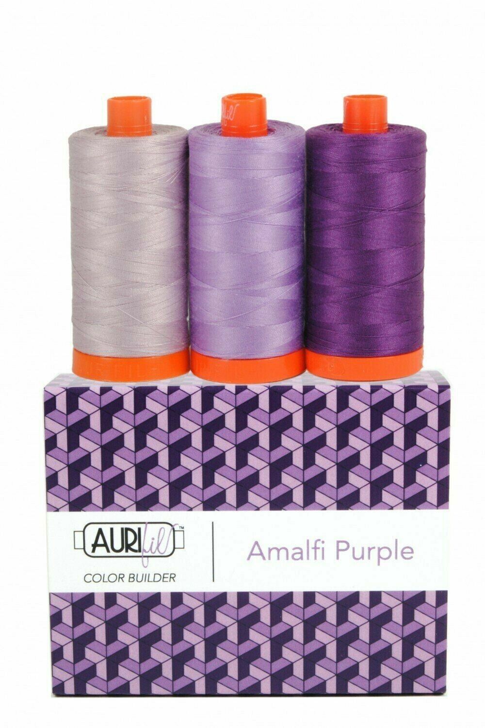 AURIFIL Amalfi Purple Color Builder Thread Collection 50wt 3 Large Spools AC50CP