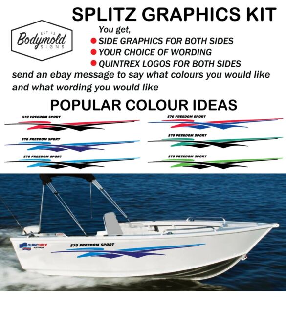 Quintrex Style SPLITZ Boat Graphics 1800mm long set