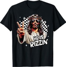 He Is Rizzin' Jesus Christian Happy Easter Hunt Eggs Funny T-Shirt