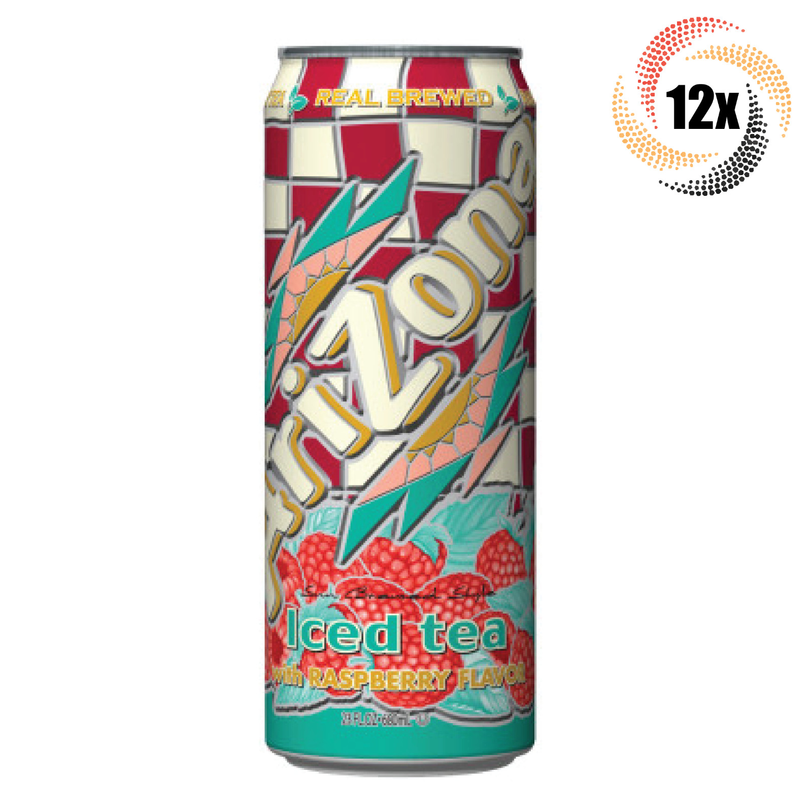 12x Can Arizona Iced Tea With Natural Raspberry Flavor | 23oz | Sun Brewed Style