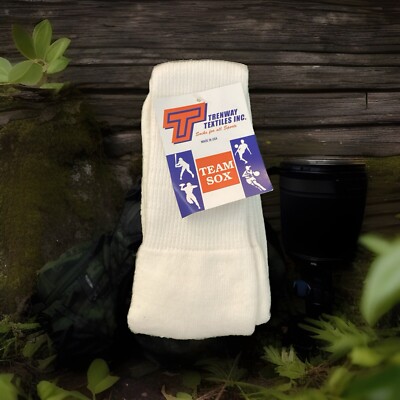 Chaussettes Hautes Vintage Trenway Pour Adultes Taille M/L - Rayures Orange Et Blanc, 100% Coton, Fabriquées Aux États-Unis, Neuves