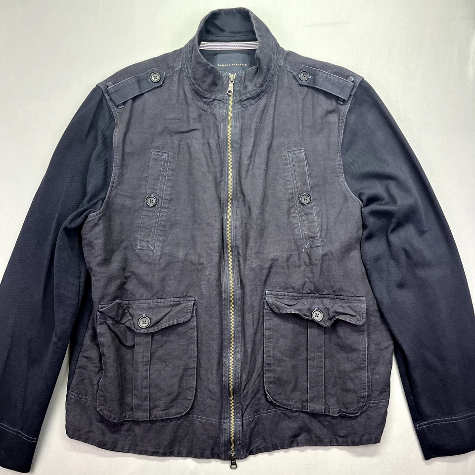 Banana Republic Jacket Mens Size XL Black Pocket Outdoors Zip Coat - Image 2 of 4