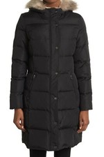 Lauren Ralph Lauren Faux Fur Trim Hooded Puffer Jacket Black XL NEW W TAG
