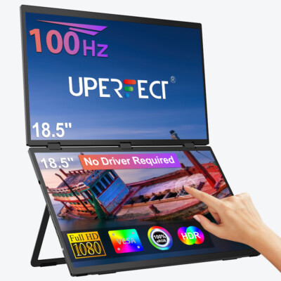 Dual Tragbarer Monitor für Laptop 18,5'' 1920x1080 100Hz Touchscreen Klappmonitor