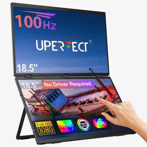 Dual Tragbarer Monitor für Laptop 18,5" 1920x1080 100Hz Touchscreen Klappmonitor