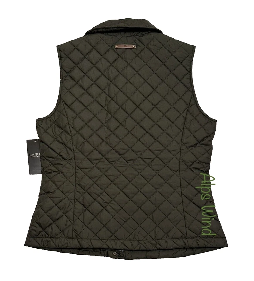 Lauren Ralph Lauren Women's Crest-Patch Diamond Quilted Vest Loden SZ.L NWT$140 - Image 2 of 4