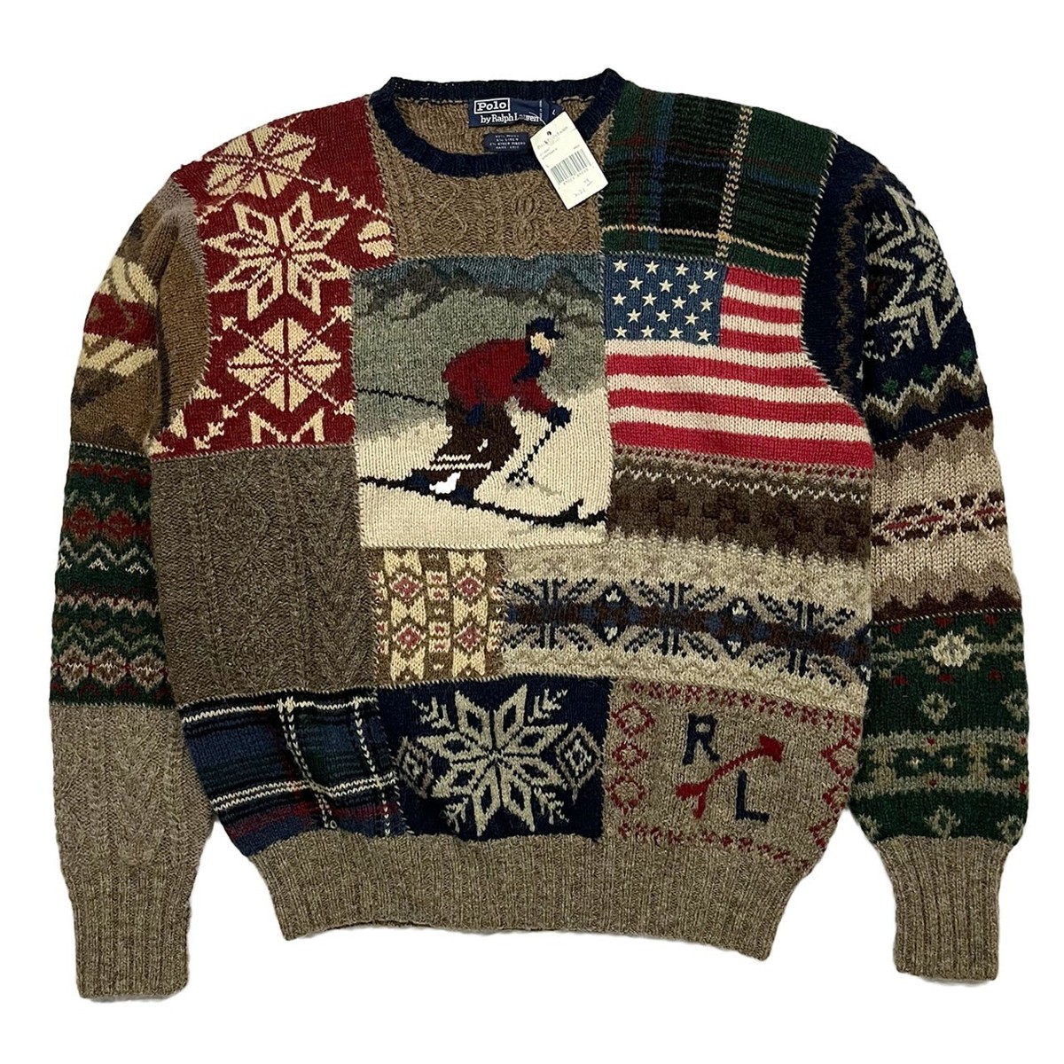 POLO RALPH LAUREN SKI WOOL LINEN KNIT SWEATER SIZE L | eBay