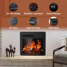 20" Electric Fireplace Insert 18" Heater with 7 Log Hearth Flame Settings
