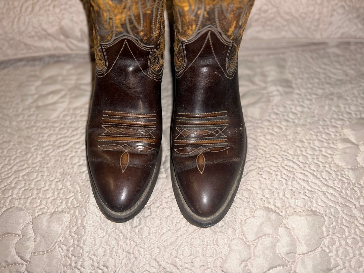 Vintage Texas Brand Cowboy Boots Brown Leather Hand Made  display picture 3