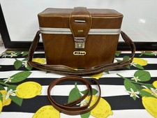 VINTAGE NIKON CAMERA BAG HARD SHELL CASE BROWN SHOULDER STRAP RETRO