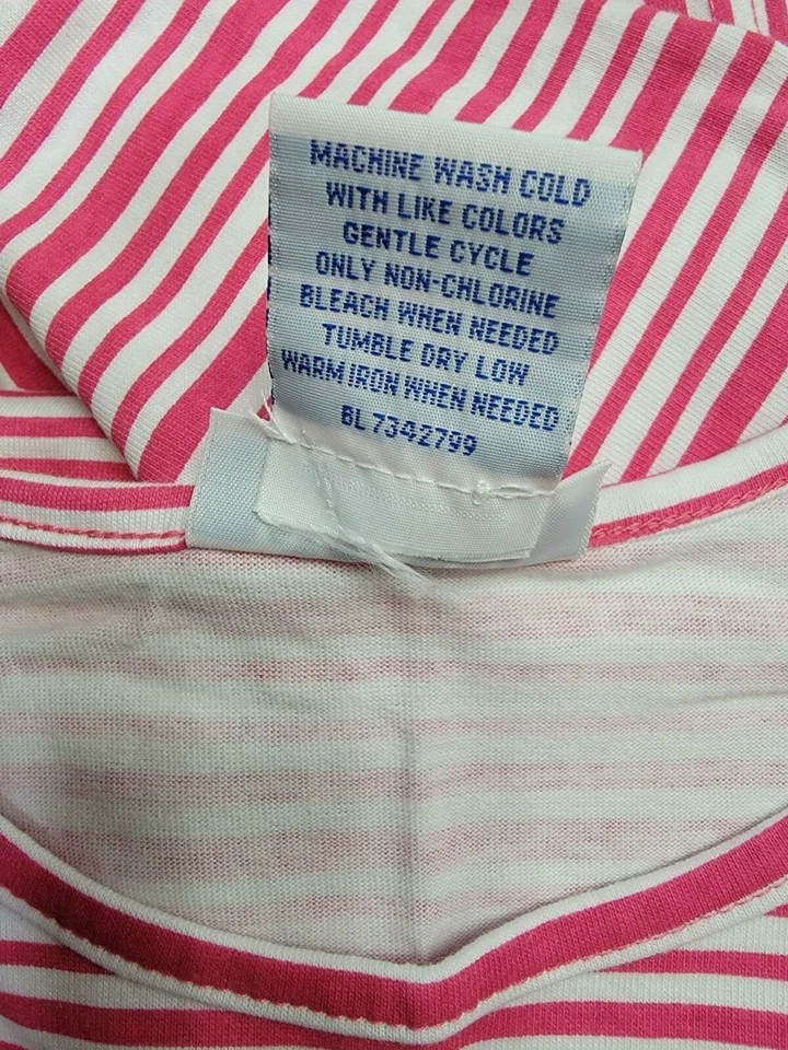 Blair 女式衬衫上衣衬衫尺寸 3XL XXXL 3X 大号粉色白色条纹 — 第 3/4 张图片