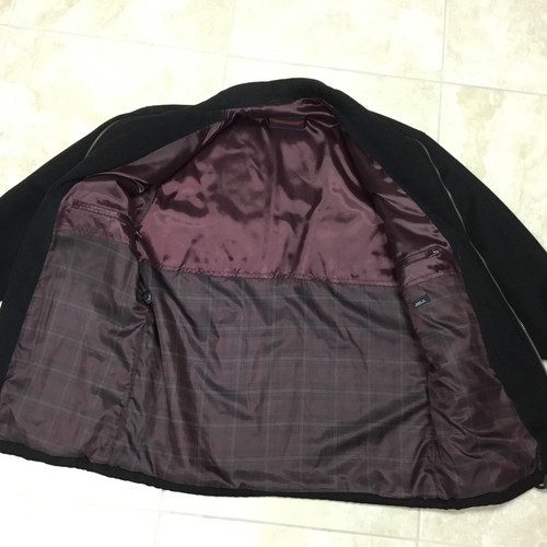 Bongardi German Men's Wool Coat Jacket 42R Beautiful Black Zip Coat Rare - Picture 3 of 5