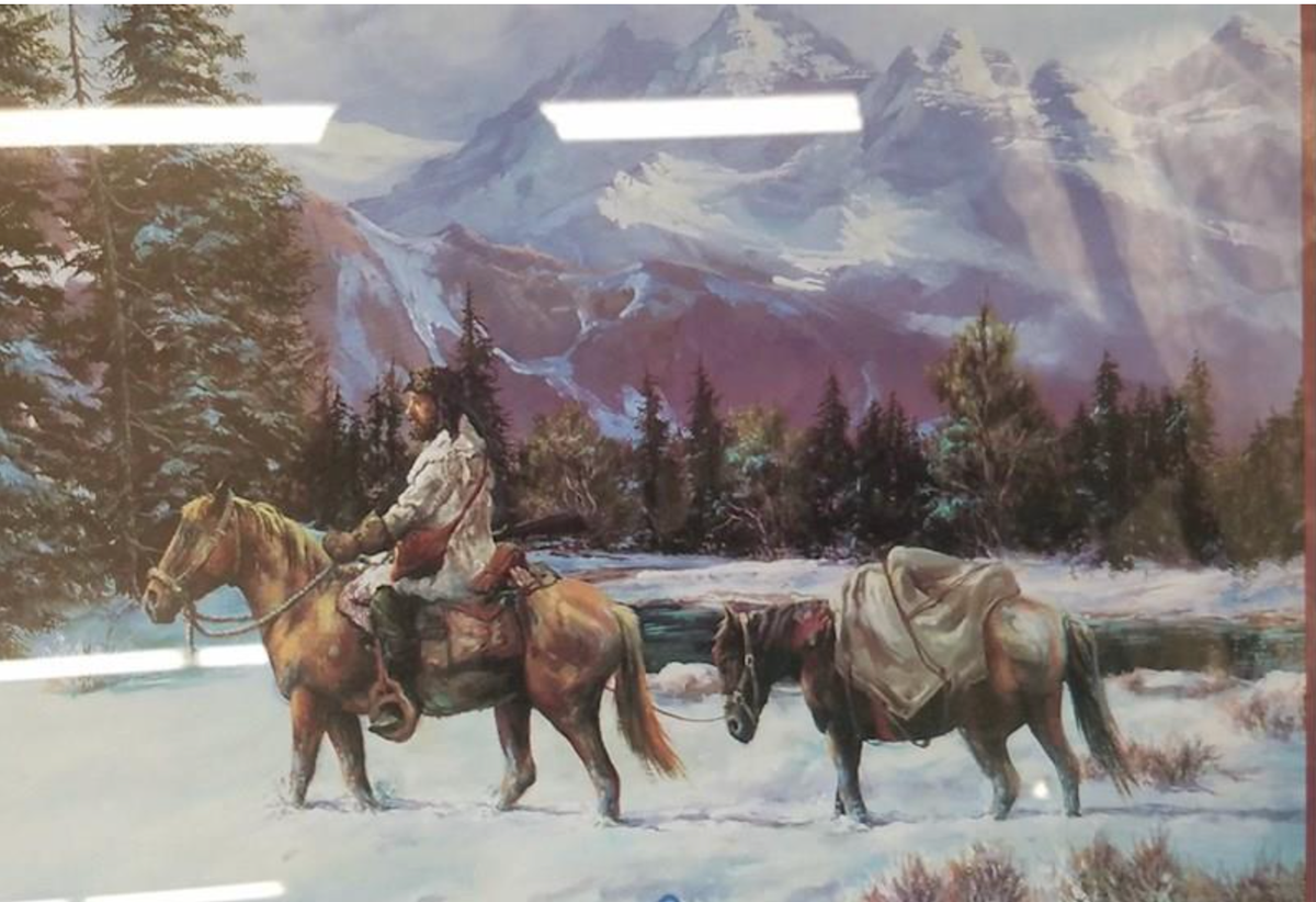 Lee K. Parkinson Print Winter Landscape With Mountain Man | eBay