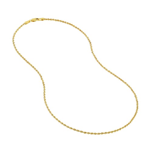 14kt Yellow Gold 1.8mm Hollow Light Rope Chain with Lobster Lock 10 ...