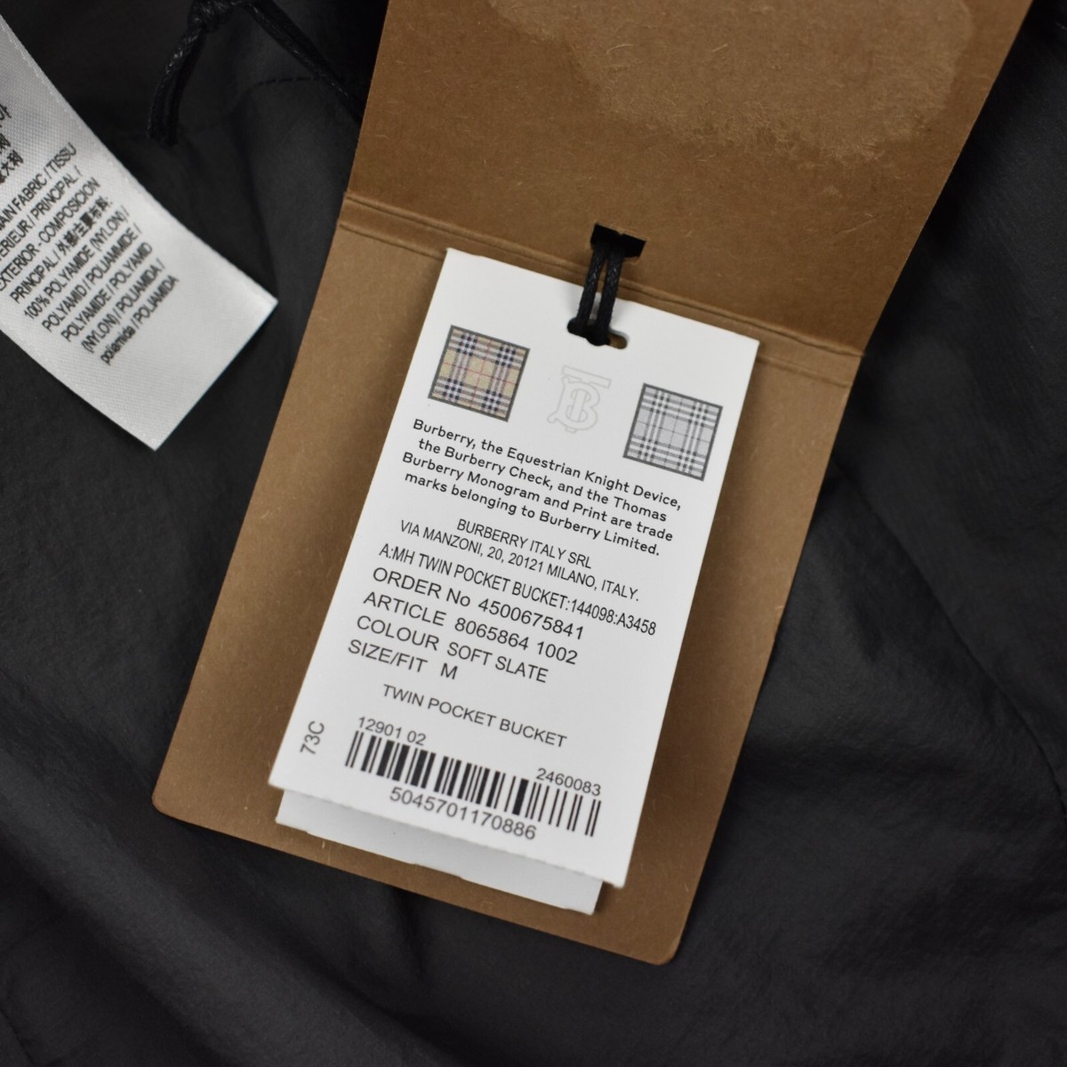 NWT $530 Burberry Slate Gray Twin Pocket Horseferry Logo