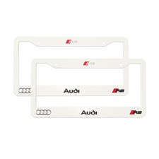 Audi 2 Pack Stainless Steel Rust-proof License Plate Frame Holder White