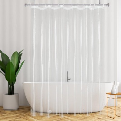 AooHome Thin Clear Extra Long Shower Curtain 72''W x 96''L (Pack of 1), 