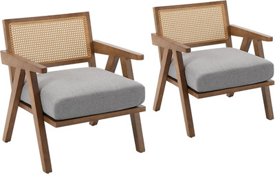 Modern Grey Accent Chair with Soft Cushion & Wood Frame for Living Room/Office