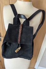 Oasis Women's Black Suede Back Handbag Button Toggle Fastening