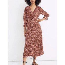 Madewell AJ548 Long Sleeve Crossover Midi Dress Clipdot Spring Prairie Floral 2