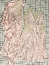 Victoria s Secret Peignoir Set Womens Petite Pink Gold Label Vintage Lace EUC